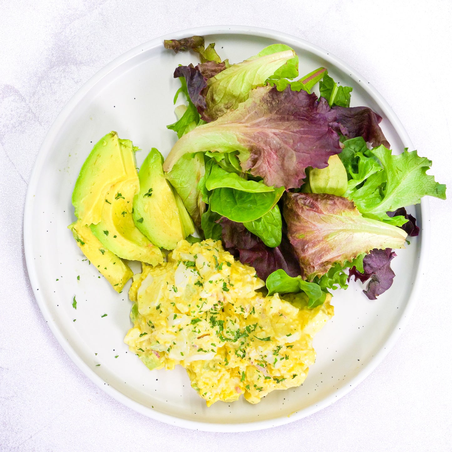 Curried Egg Salad with Mixed Greens and Avocado