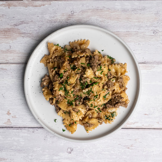 Creamy Parmesan Garlic Beef Pasta