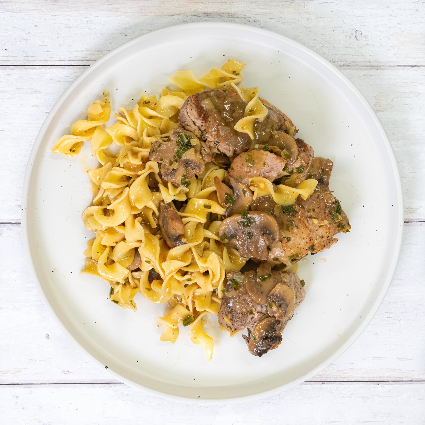 Chicken Marsala over Egg Noodles